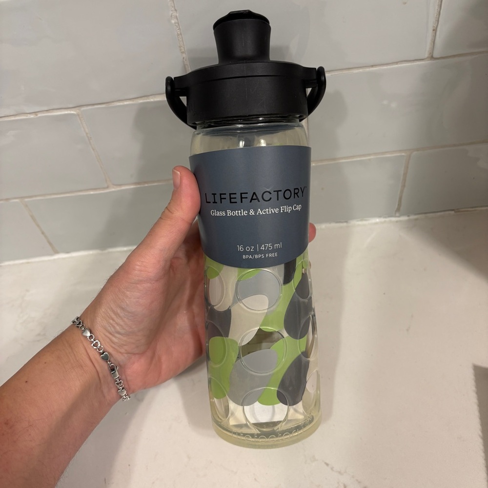 Lifefactory Glass Water Bottle with Flip Cap